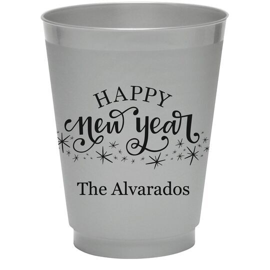 Hand Lettered Sparkle Happy New Year Colored Shatterproof Cups